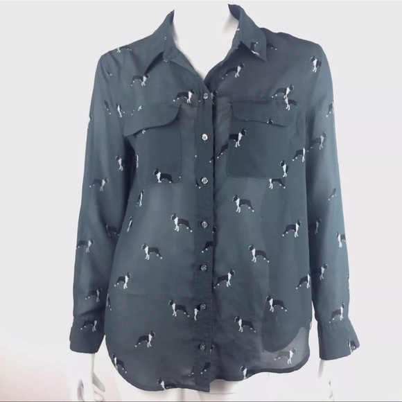 Banana Republic Women’s Frenchie Long sleeve Button Down Gray Top Blouse Medium - Picture 1 of 8